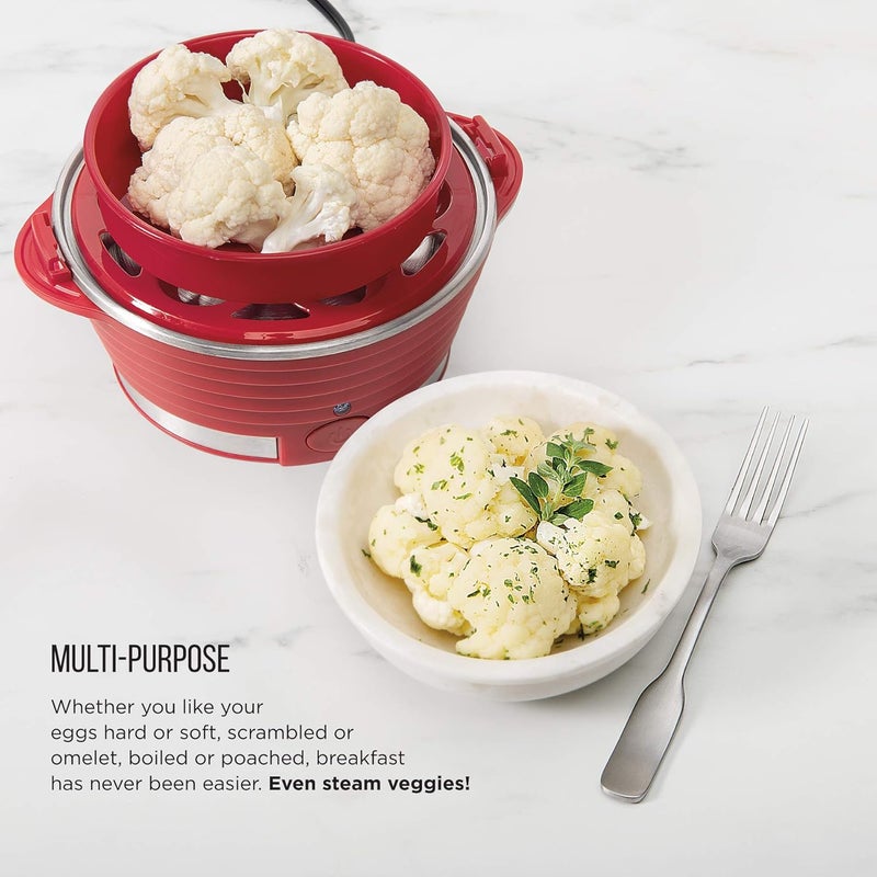 Chefman Electric Egg Cooker Boiler, Rapid Poacher, Food & Vegetable Steamer, Quickly Makes Up To 6, Hard, Medium or Soft Boiled, Poaching/Omelet Tray Included, Ready Signal, BPA-Free, Black - Image 2